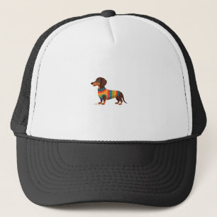 Vintage regnbågströja Dachshund Söt Lång Hund Il Keps