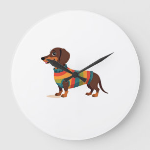 Vintage regnbågströja Dachshund Söt Lång Hund Illu Stor Klocka