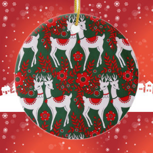 Vintage Reindeer Ceramic Ornament