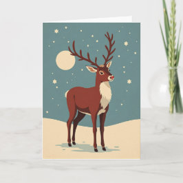 Vintage Reindeer Christmas Card Helgkort