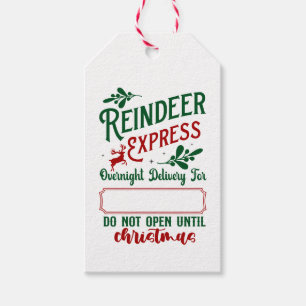 Vintage Reindeer Express-julgåva från tomten Presentetikett