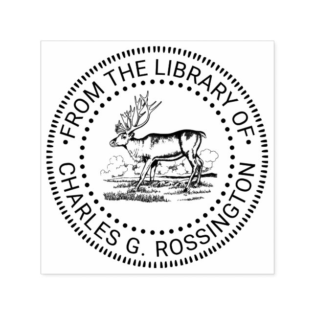 Vintage Reindeer Västindiou Teckning Bibliotek Bok Självfärgande Stämpel (Design)