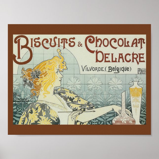 Vintage reklam Biscuits Chocolat Delacre Poster Pr (Framsidan)
