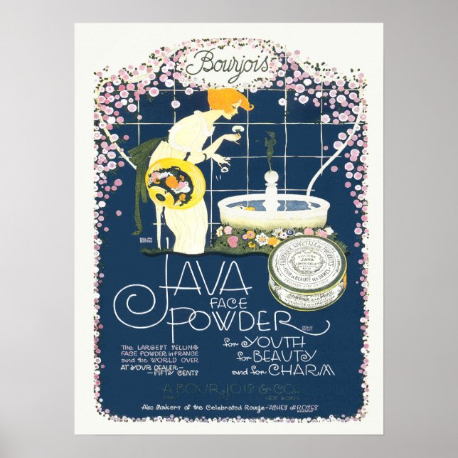 Vintage Reklam Java Ansikte Beauty Powder Poster (Framsidan)
