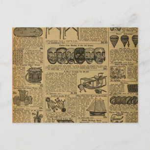 Vintage Reklam Newspaper Leksaker Vykort