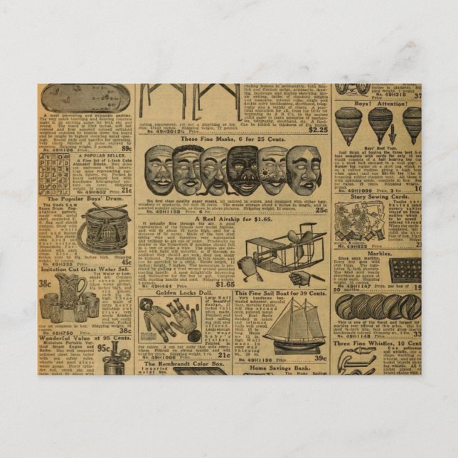 Vintage Reklam Newspaper Leksaker Vykort (Framsida)