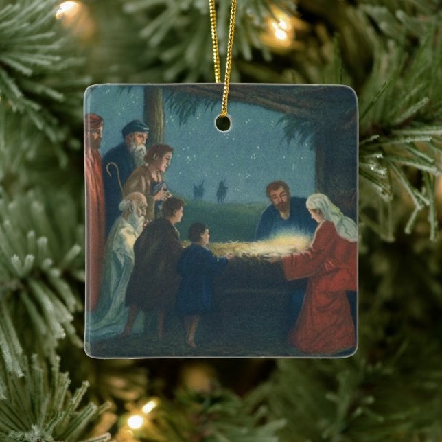 Vintage Religion, anpassning till Shepherdsen Julgransprydnad Keramik (Träd)