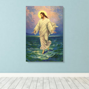 Vintage Religion, Jesus Kristus går på Vatten Canvastryck