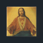 Vintage Religion, Jesus Kristus Helig hjärta Knapp<br><div class="desc">Vintage illustrerar religiösans bibeldesign med Helig Heart. Fästen för Helig Heart (även känt som Jesus Mest Helig Heart) är ett av de vanligaste romersk-katolska devoteringarna,  som tar Jesus Kristus fysiska hjärta som representationen av hans gudomliga kärlek för mänskligheten.</div>