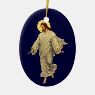 Vintage Religion, Jesus Kristus vandrar på vattnet Julgransprydnad Keramik
