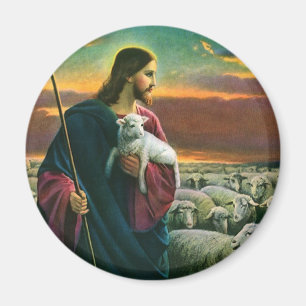 Vintage Religion, Kristus Bra Shepherd med Flock Magnet