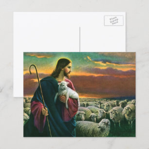 Vintage Religion, Kristus Goda Herde med Flock Vykort