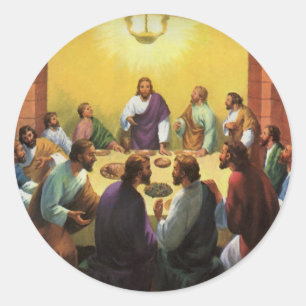 Vintage Religion, Nattvarden med Jesus Kristus Runt Klistermärke