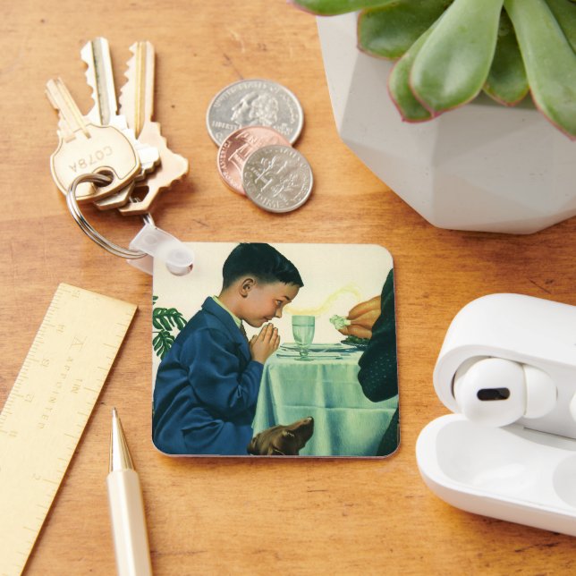 Vintage Religion, Pojken säger Grace vid Thanksgiv Nyckelring (Skrivbord)