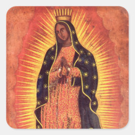 Vintage Religion Virgin Mary Vårt Dam i Guadalupe Fyrkantigt Klistermärke
