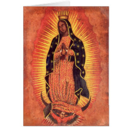 Vintage Religion Virgin Mary Vårt Dam i Guadalupe Hälsningskort