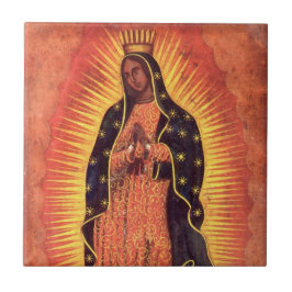 Vintage Religion Virgin Mary Vårt Dam i Guadalupe Kakelplatta
