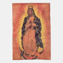 Vintage Religion Virgin Mary Vårt Dam i Guadalupe Kökshandduk