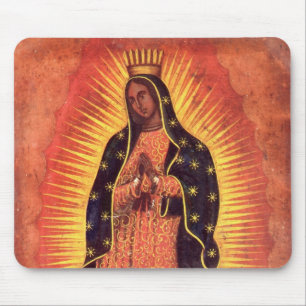 Vintage Religion Virgin Mary Vårt Dam i Guadalupe Musmatta