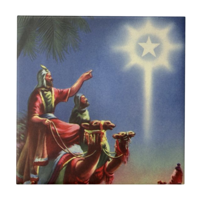 Vintage Religion, vise män med Betlehems stjärna Kakelplatta (Framsidan)