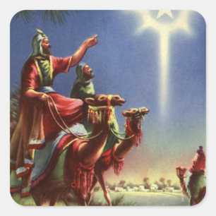 Vintage Religion, vise män med Betlehemsstjärnan Fyrkantigt Klistermärke
