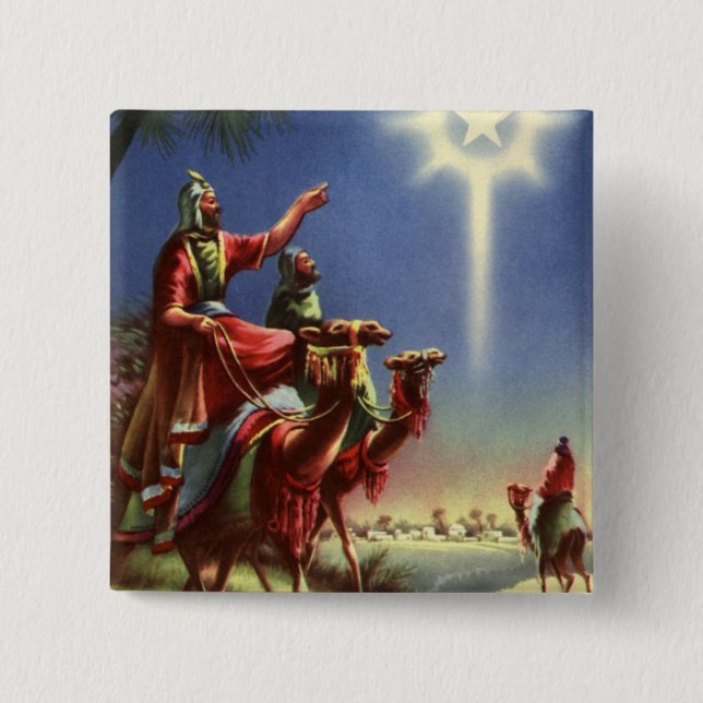 Vintage Religion, vise män med Betlehemsstjärnan Knapp (Framsida)