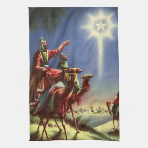 Vintage Religion, vise män med Betlehemsstjärnan Kökshandduk