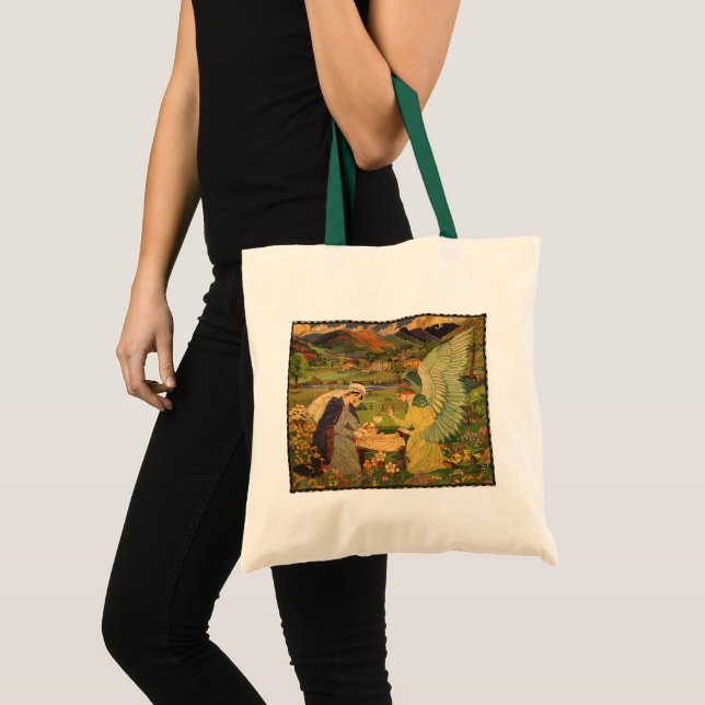 Vintage religiös gobeläng med Jesusbarnet Kristus Tygkasse (Framsida (produkt))