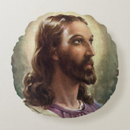 Vintage religiös, Jesus Kristus porträtt med glori Rund Kudde