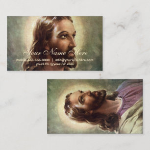 Vintage religiös, Jesus Kristus porträtt med glori Visitkort