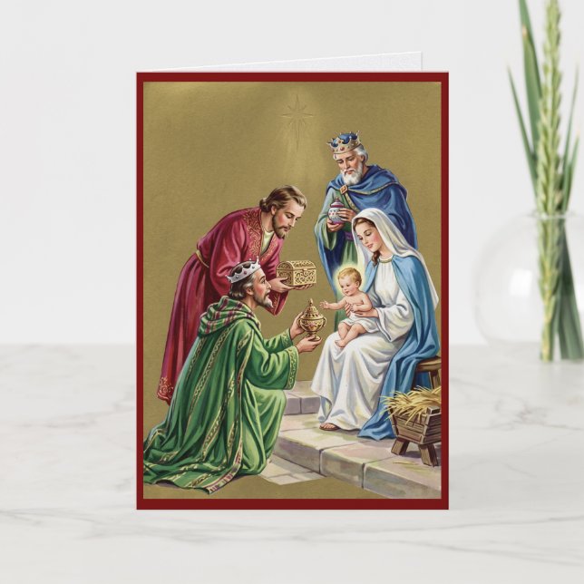 Vintage religiös jul anpassad kort (Framsida)
