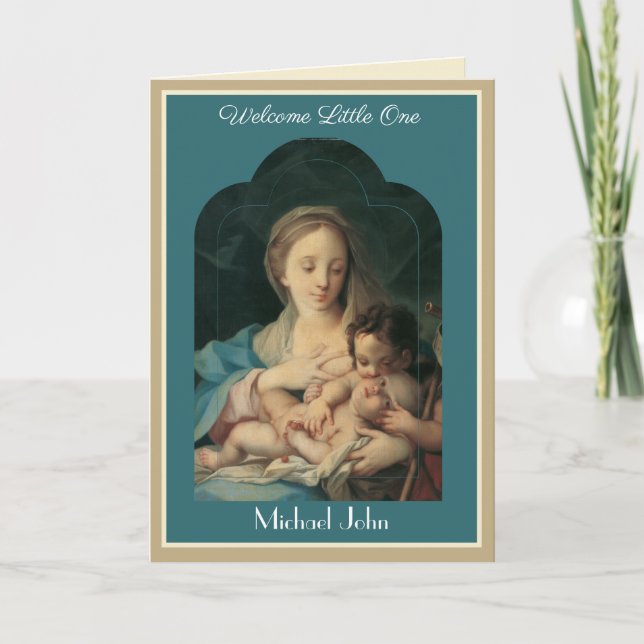 Vintage Religiösa Baby Junggin Mary Card Kort (Framsida)