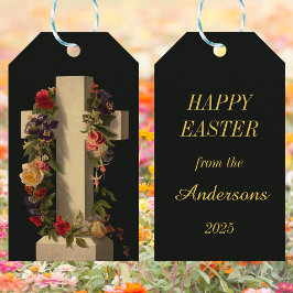 Vintage Religiösa Blommigt Kor Jesus Påsk Presentetikett