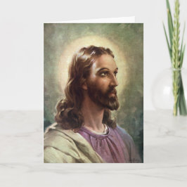 Vintage Religiösa, Jesus Kristus Porträtt med Halo Kort
