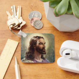Vintage Religiösa, Jesus Kristus Porträtt med Halo Nyckelring