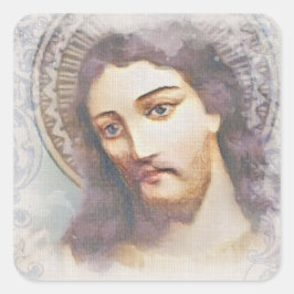 Vintage Religiösa Jesus vattenfärg Fyrkantigt Klistermärke