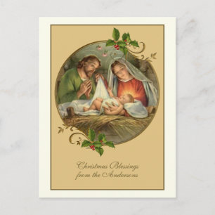 Vintage Religiösa: Jul Jesus Mary Joseph Helg Vykort