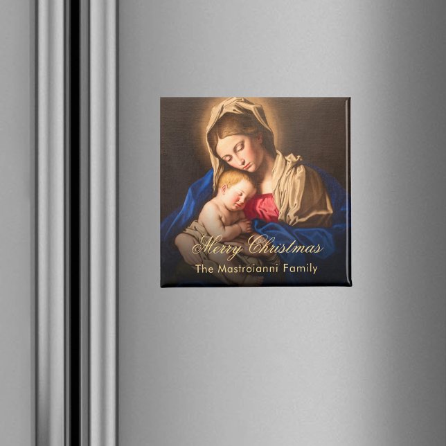Vintage Religiösa: Jul Madonna & Child Magnet (Christmas refrigerator magnet with Madonna and Child for Catholics & Christians. Makes a nice gift.)