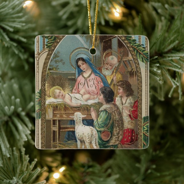 Vintage Religiösa jul Ornament med önskemål (Träd)