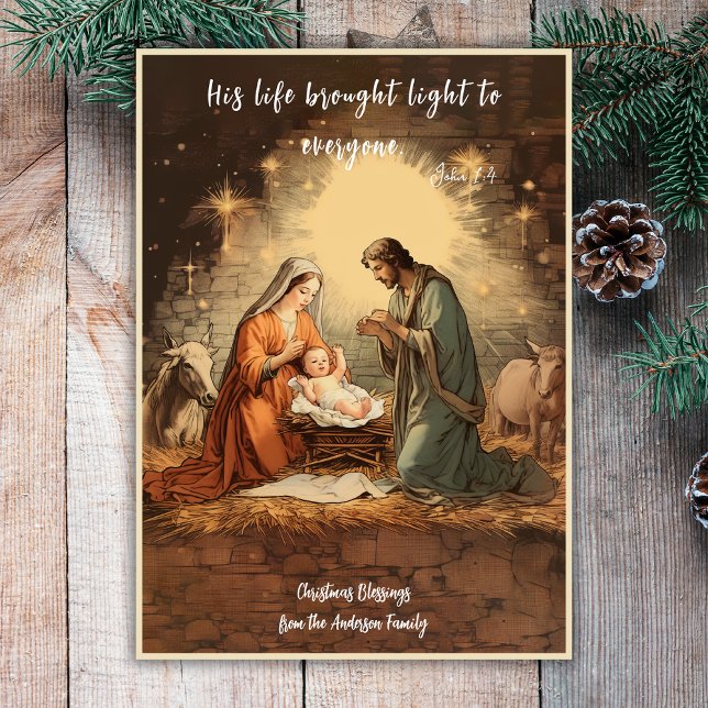 Vintage Religiösa jultomhet - Holly-familjen Julkort (Skapare uppladdad)