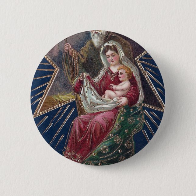 Vintage Religiösa Mary och Baby Jesus jul Knapp (Framsida)
