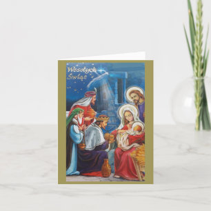 Vintage Religiösa Polskt julkort Helgkort