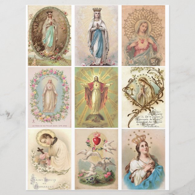 Vintage Religiösa Prayer Cards Clipart (Framsida)