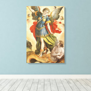 Vintage Religiösa, Saint Michael Defeats Lucifer Canvastryck