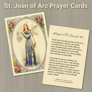 Vintage Religiösa St. Joan of Arc Prayer Heliga Ca Placeringskort