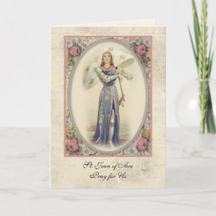 Vintage Religiösa St. Joan of Arc Prayer Kort