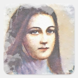 Vintage Religiösa St. Therese Carmelite Nun Fyrkantigt Klistermärke