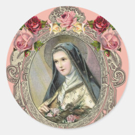Vintage Religiösa St. Therese Carmelite Nun Runt Klistermärke
