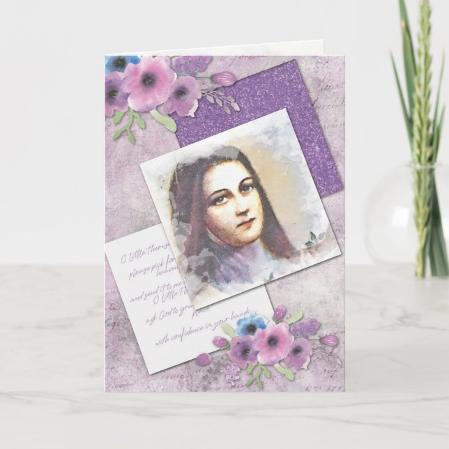 Vintage Religiösa St. Therese Catholic Novena Kort (Framsida)