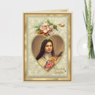 Vintage Religiösa St. Therese Valentine Prayer Helgkort